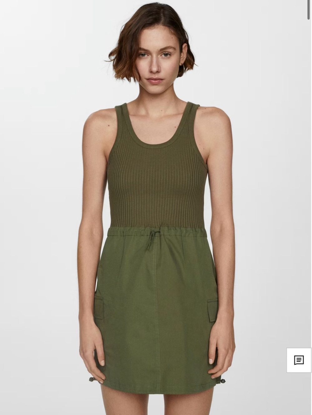 Mango Olive Green Tank Dress